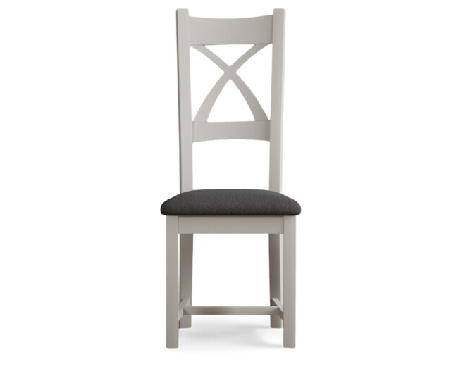 Painted Soft White X Back Dining Chairs with Linen Seat Pad