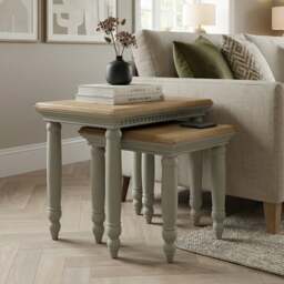 Francis Oak and Soft Green Painted Nest Of Tables