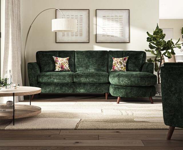 Naples Emerald Velvet Right Hand Facing Chaise Sofa