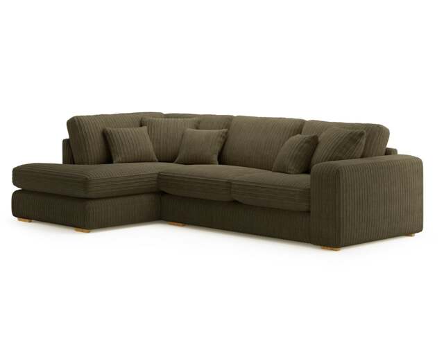 Milan Moss Green Fabric Left Hand Facing Chaise Sofa