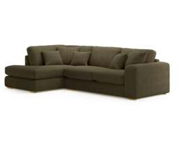 Milan Moss Green Fabric Left Hand Facing Chaise Sofa