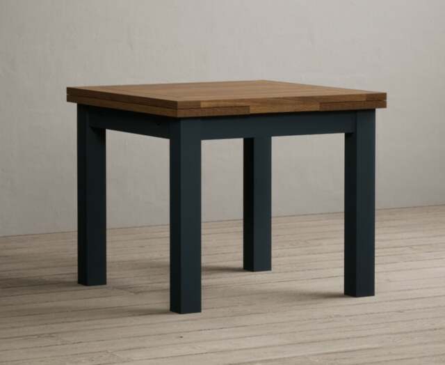 Extending Buxton 90cm Oak and Dark Blue Painted Dining Table