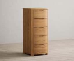 Somerton Curved Solid Oak 5 Drawer Tallboy