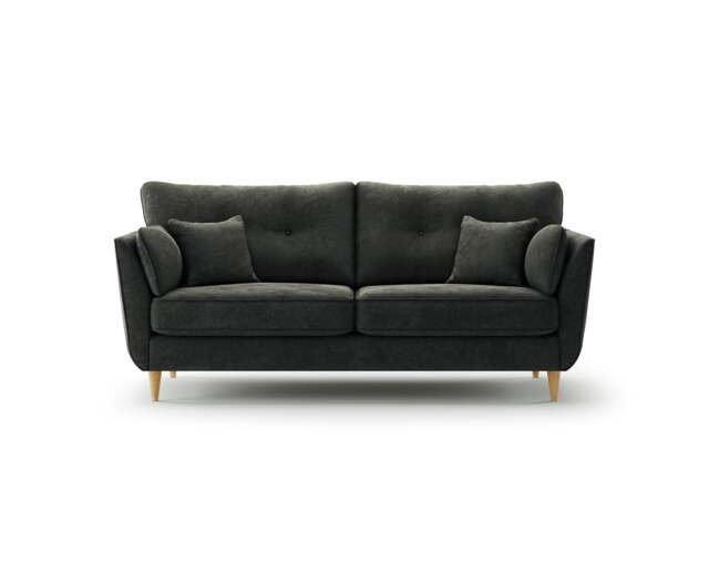 Capri Anthracite Chenille Fabric 3 Seater Sofa