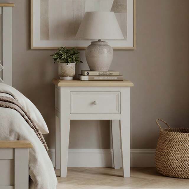 Weymouth Oak and Soft White Painted Bedside Table