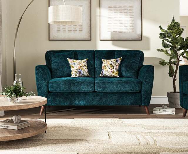 Naples Teal Velvet 2 Seater Sofa