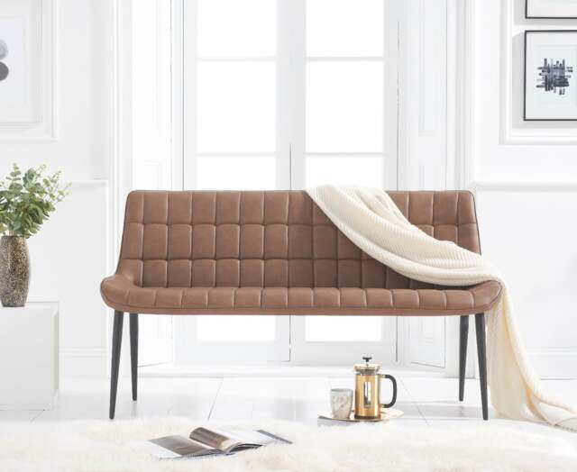 Larson Brown Faux Leather Bench
