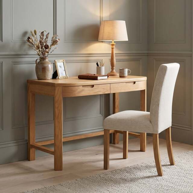 Somerton Curved Solid Oak Compact Desk