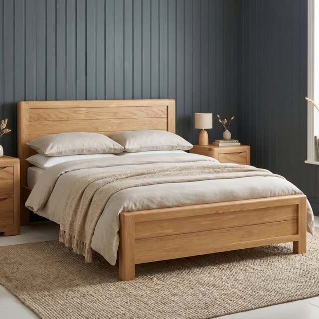 Harper Solid Oak King Size Bed