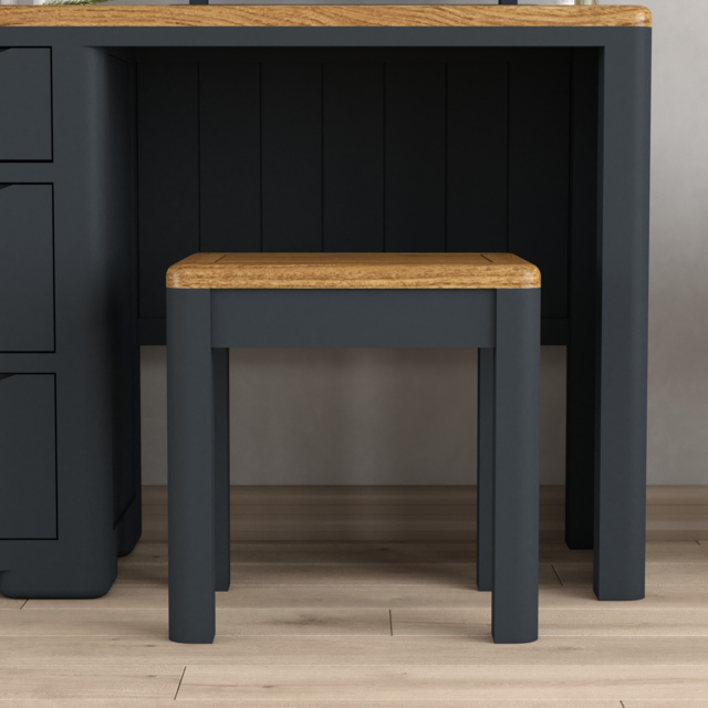 Pembridge Oak and Dark Blue Painted Dressing Table Stool
