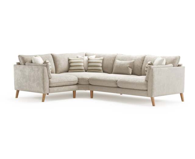 Palermo Cream Chenille Fabric Left Hand Facing Corner Sofa