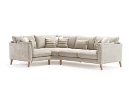 Palermo Cream Chenille Fabric Left Hand Facing Corner Sofa