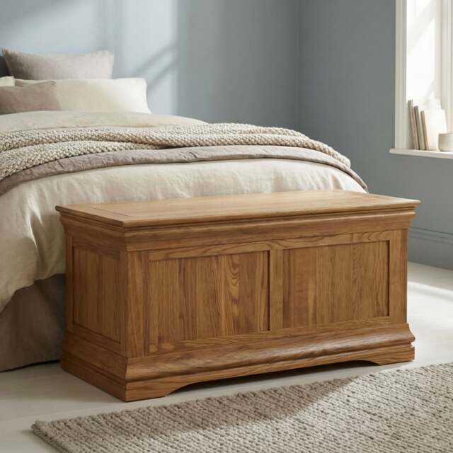 Burford Rustic Solid Oak Blanket Box