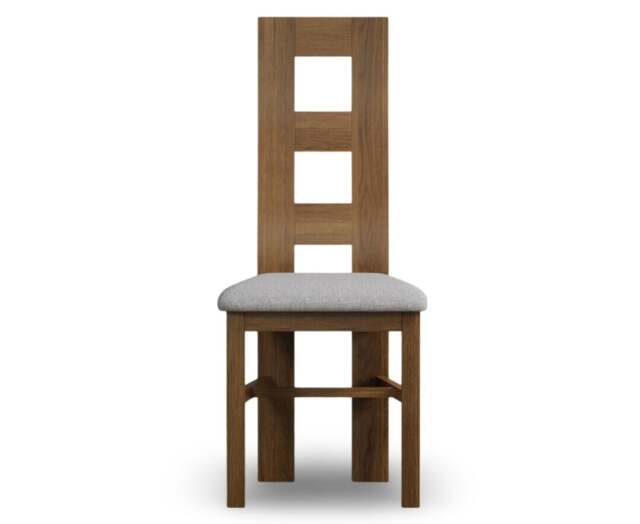 Rustic Solid Oak Light Grey Set of 2 Fabric Dining Chairs