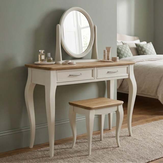 Chateau Oak and Soft White Painted Dressing Table Set