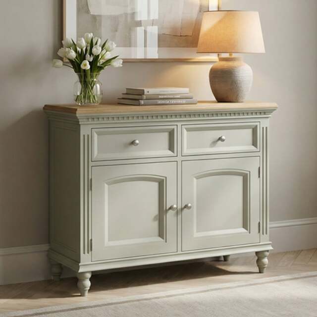 Francis Oak and Soft Green Painted Small Sideboard