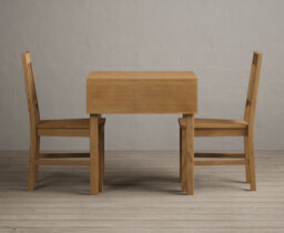 Extending York 70cm Solid Oak Drop Leaf Dining Table with 2 Blue York Chairs