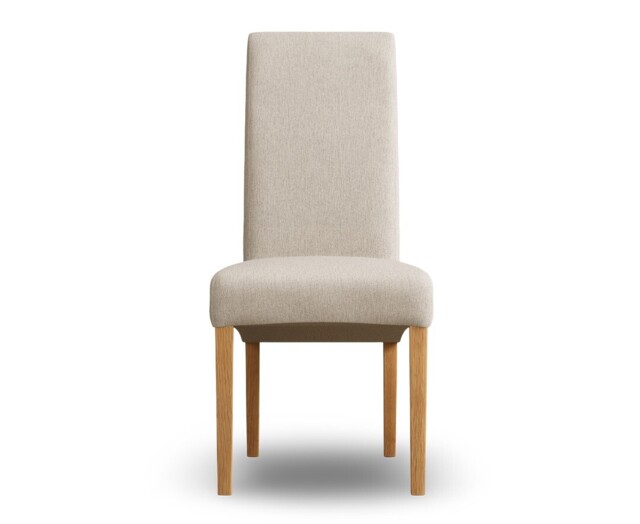 Scroll Back Natural Set of 2 Fabric Dining Chairs