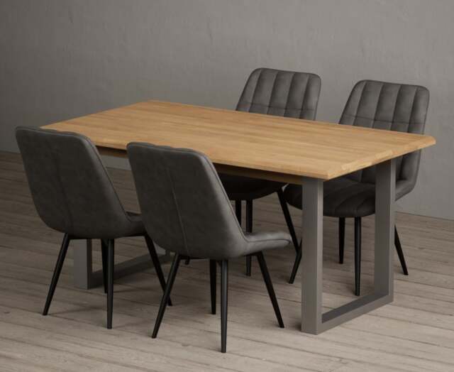 Parker 160cm Solid Oak Dining Table with 4 Brown Larson Chairs