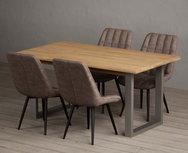 Parker 160cm Solid Oak Dining Table with 4 Brown Larson Chairs
