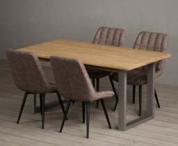 Parker 160cm Solid Oak Dining Table with 4 Brown Larson Chairs