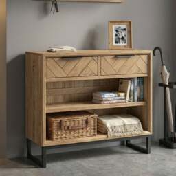 Herringbone Solid Oak Console Table