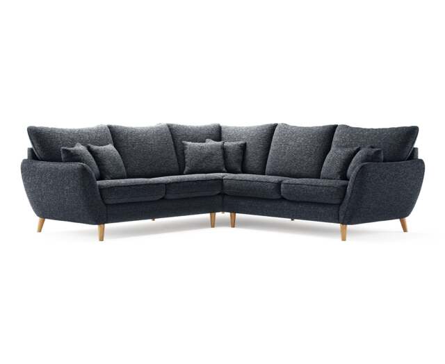 Palma Navy Chenille Fabric Corner Sofa