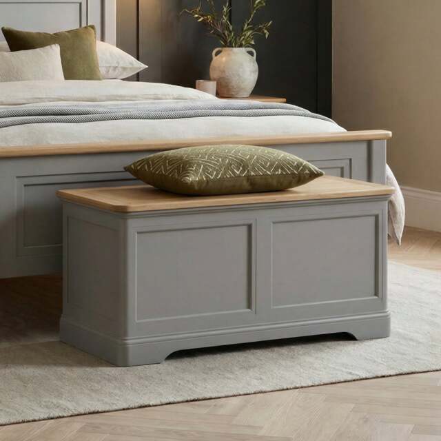 Felton Oak and Light Grey Painted Blanket Box