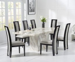 Marino 180cm Marble Dining Table with 10 Black Novara Chairs