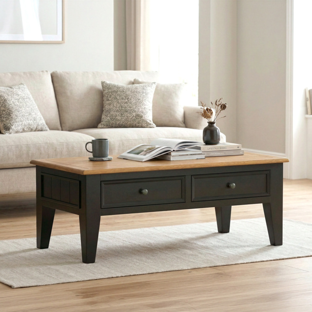 Charlton Oak and Black Painted 4 Drawer Coffee Table