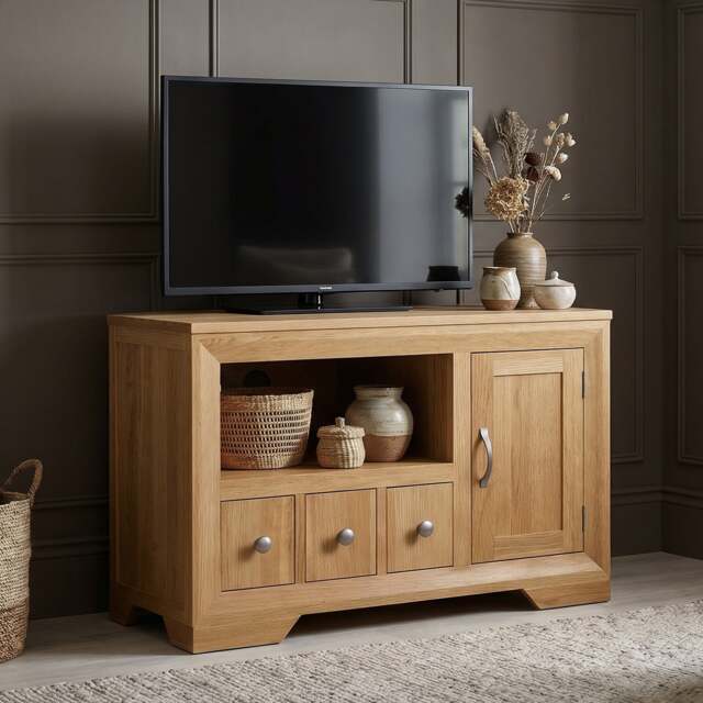 Tilt 100% Solid Oak Corner TV Cabinet