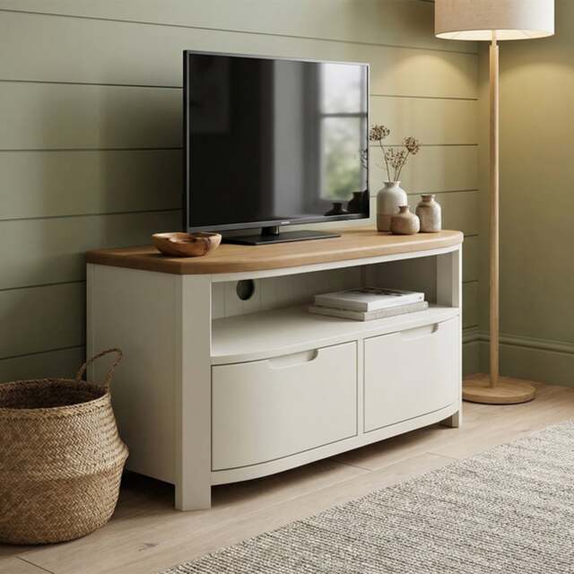 Bradwell Oak and Signal White Painted Small TV Unit