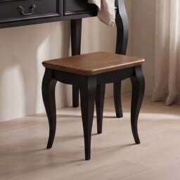 Chateau Noir Oak and Black Painted Dressing Table Stool