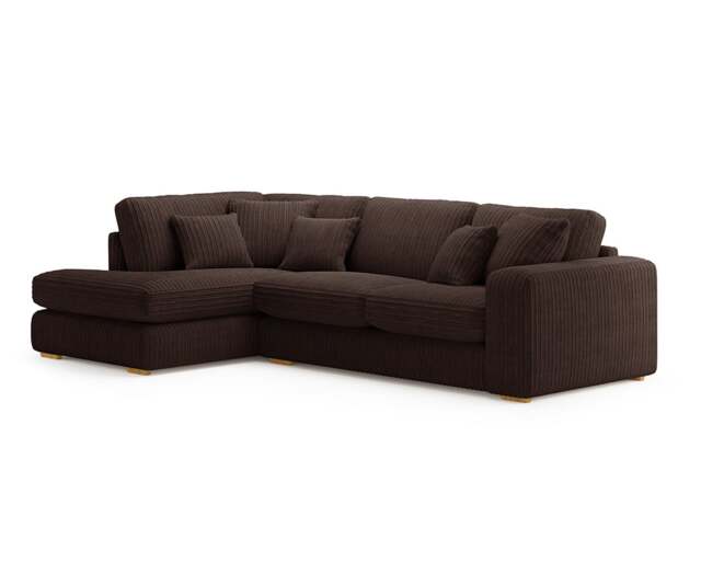 Milan Chocolate Fabric Left Hand Facing Chaise Sofa
