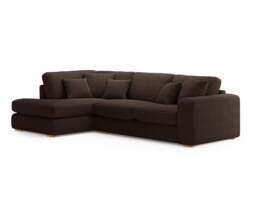 Milan Chocolate Fabric Left Hand Facing Chaise Sofa