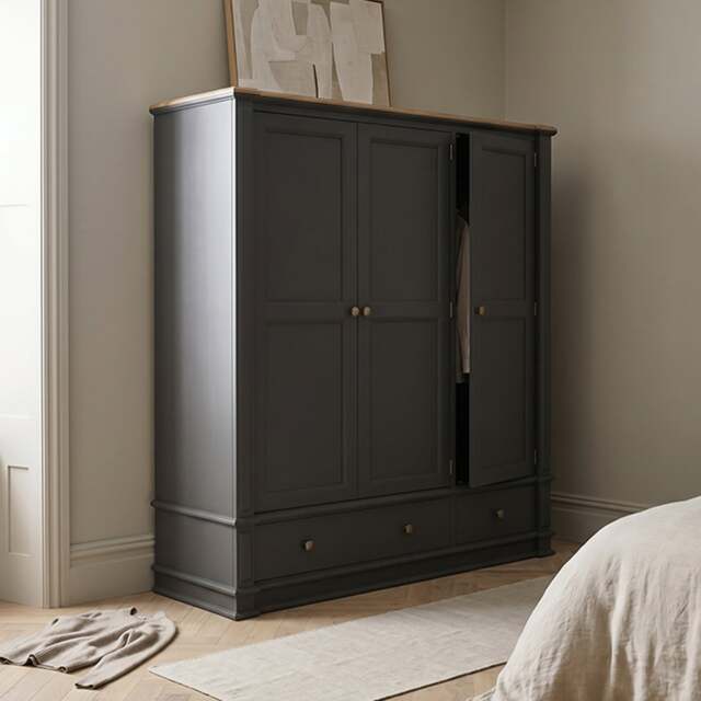 Lawson Oak and Charcoal Grey Painted Triple Wardrobe
