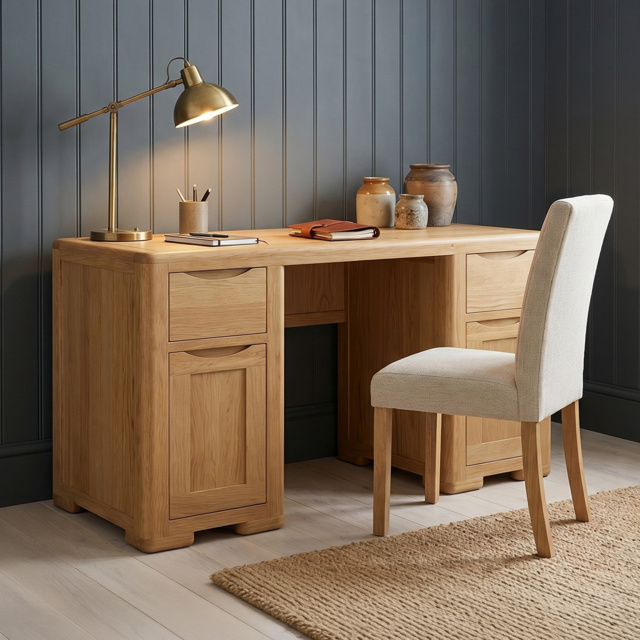 Harper Solid Oak Computer Desk