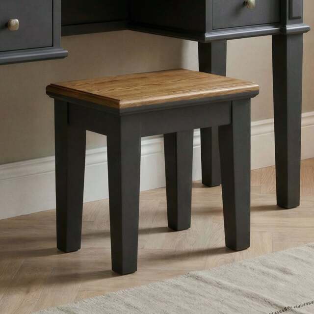 Lawson Oak and Charcoal Grey Painted Dressing Table Stool