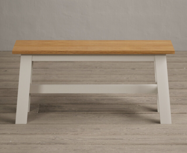 Kendal Small Solid Oak and Cream Painted Bench