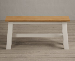 Kendal Small Solid Oak and Cream Painted Bench