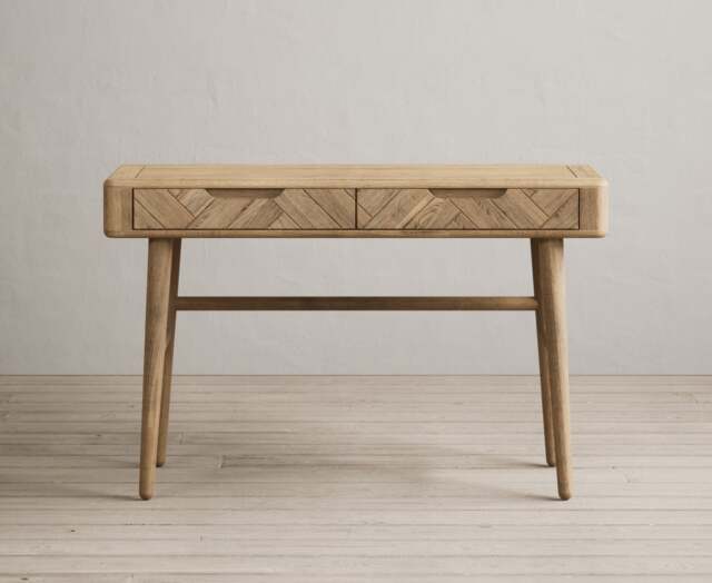 Solid Oak Dressing Table & Desk - Herringbone Detail