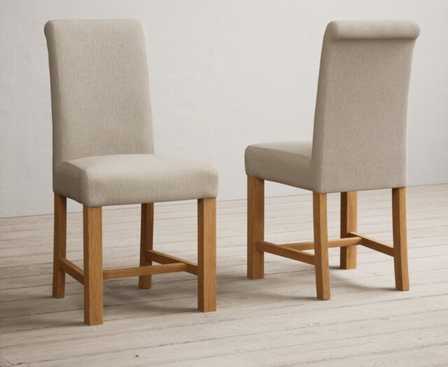 Extending Buxton 180cm Solid Oak Dining Table with 6 Natural Braced Chairs