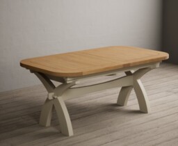 Extending Olympia 180cm Oak and Cream Painted Dining Table