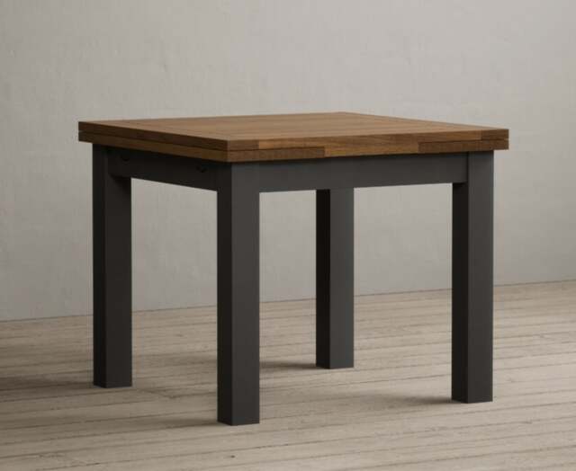 Extending Buxton 90cm Oak and Charcoal Grey Painted Dining Table