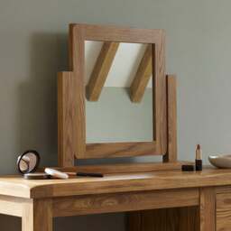 Rustic Solid Oak Swivel Vanity Mirror - Dressing Table Mirror