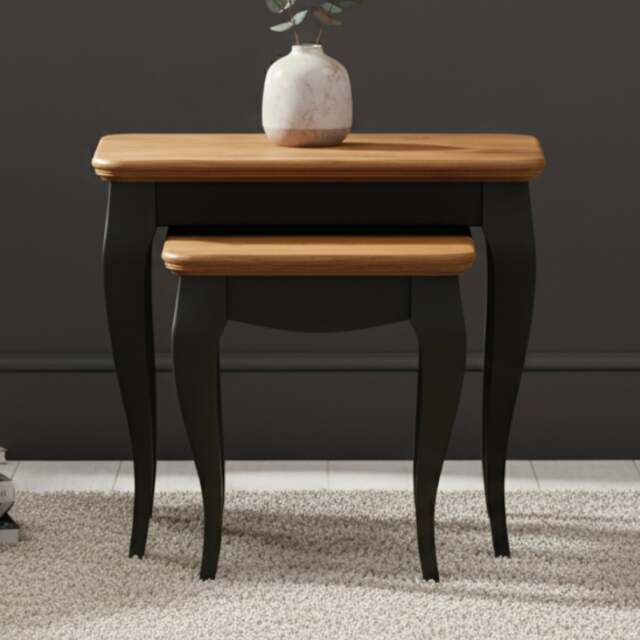 Chateau Noir Oak and Black Painted Nest Of Tables