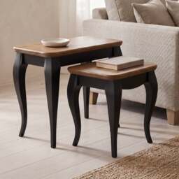 Chateau Noir Oak and Black Painted Nest Of Tables