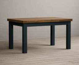 Extending Buxton 140cm Oak and Dark Blue Painted Dining Table
