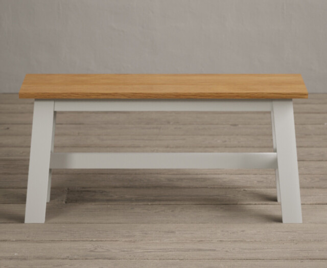 Kendal Small Solid Oak and Signal White Painted Bench