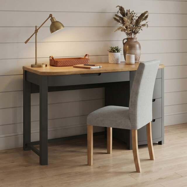 Bradwell Oak and Charcoal Painted Computer Desk